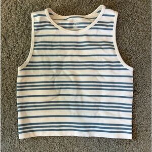Blue striped white tank top